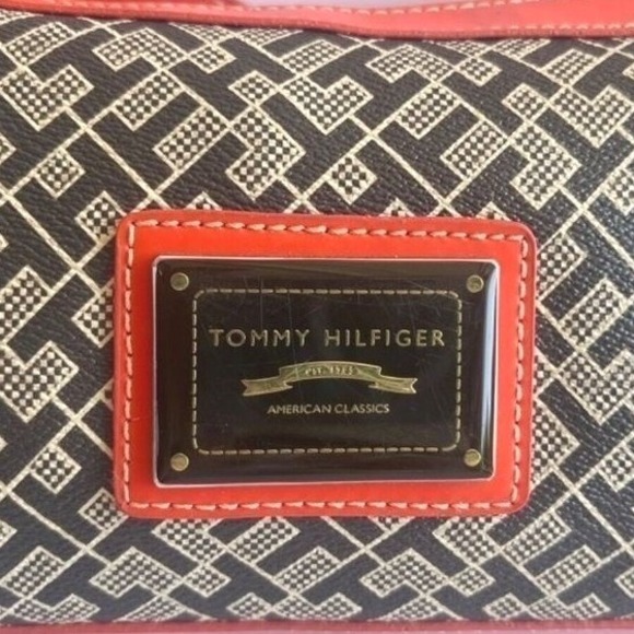 Tommy Hilfiger Orange Brown Jacquard Baguette Shoulder Bag Zip American Classic - Picture 3 of 8